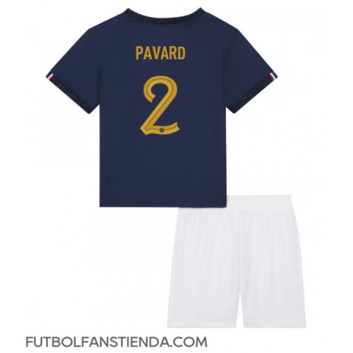 Francia Benjamin Pavard #2 Primera Equipación Niños Mundial 2022 Manga Corta (+ Pantalones cortos)